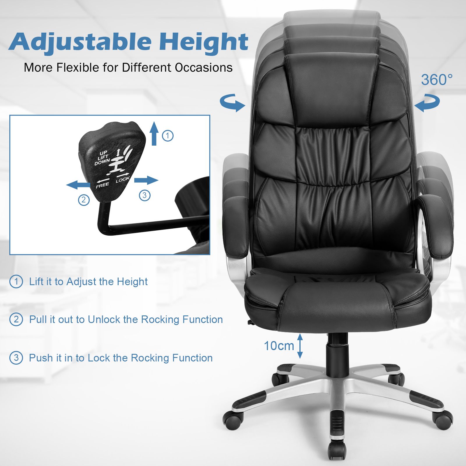 Executive Office Chair with Adjustable Height for Home Office Meeting Room